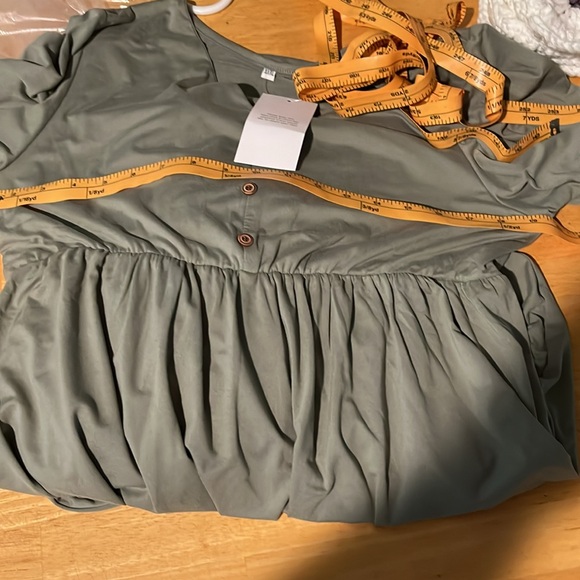 #2419 NWT Over The Head V-Neck Sage Maxi Dress - Picture 8 of 8